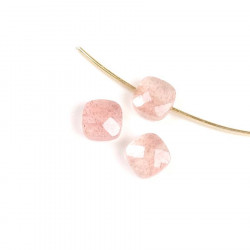 Perle Naturelle Carrée 6 mm Quartz Fraise