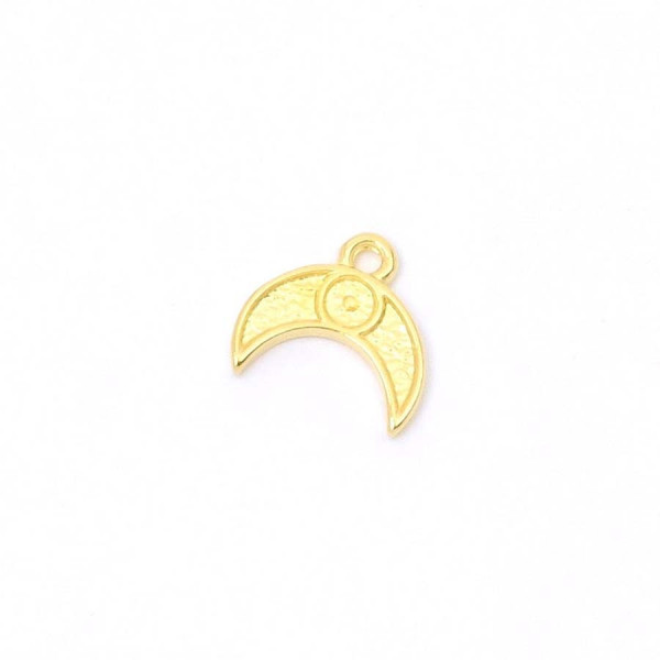 Pendentif Corne Lune Texturée Doré à l'or fin 24K - 2 pcs