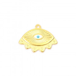 Pendentif Spirituel Œil Émaillé Doré à l'or fin 24K