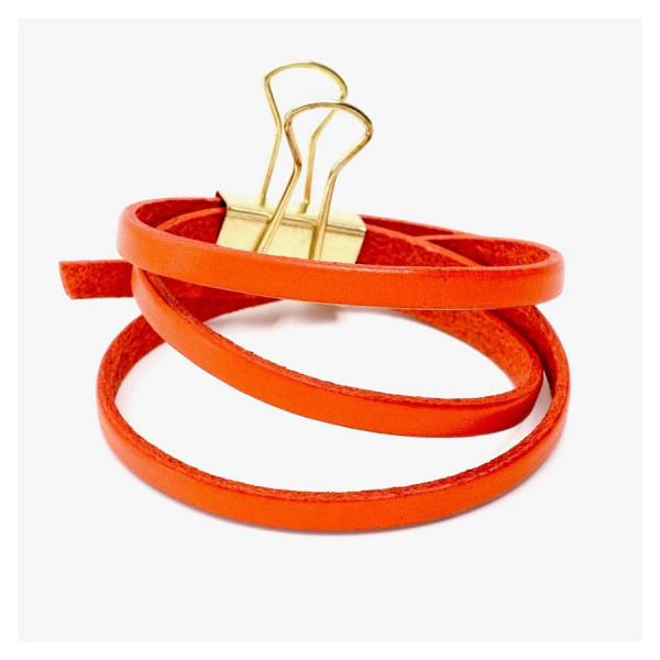 Lanière Cuir Plat 5 mm Orange 50 cm