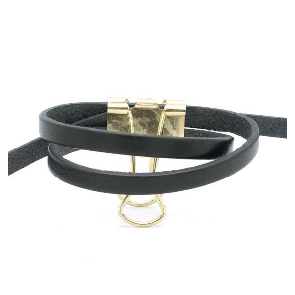 Lanière Cuir Plat 5 mm Noir 50 cm