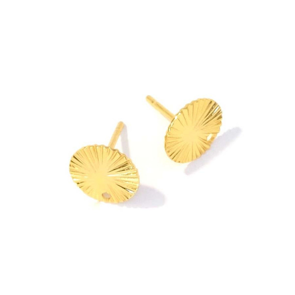 Clou d'oreille Rond ondulé Doré à l'or fin 24K - 2 pcs