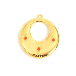 Pendentif Goutte Ethnique Émaillé Orange Doré à l'or fin 24K