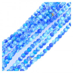 Perles de Bohème sur Fil - Rondes 4 mm Nuances de Bleu