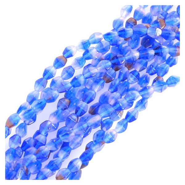 Perles de Bohème sur Fil - Olive Facettée 5 mm Nuances de Bleu Électrique