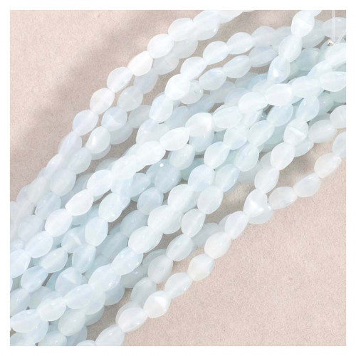Lot De 1200 Perles Anciennes En Verre Bleu Pastel Olive Facettées - Ancien Stock - Pour Création Bijoux