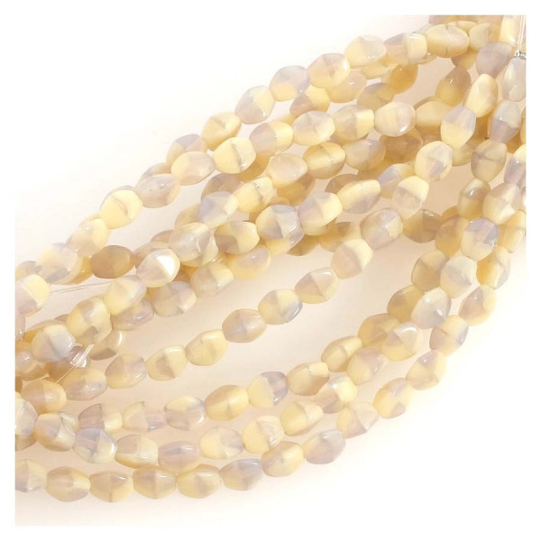 Perles de Bohème sur Fil - Olive Facettée 5 mm Nuances de Jaune Et Gris