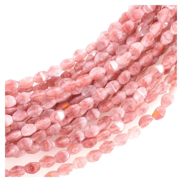 Perles de Bohème sur Fil - Olive Facettée 5 mm Vieux Rose