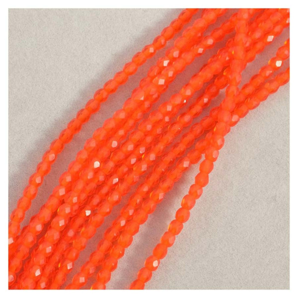 Perles de Bohème sur Fil - Rondes Facettées 3 mm Rouge Orange Transparent