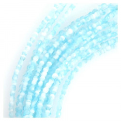 Perles de Bohème sur Fil - Rondes Facettées 3 mm Bleu Clair