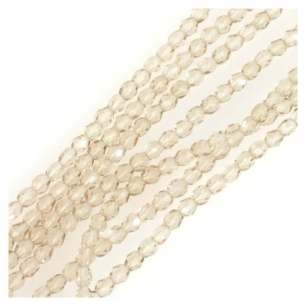 Perles de Bohème sur Fil - Rondes Facettées 4 mm Taupe Transparent