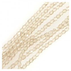 Perles de Bohème sur Fil - Rondes Facettées 4 mm Taupe Transparent