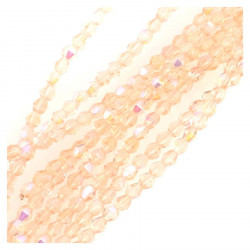 Perles de Bohème sur Fil - Toupie Facettées 4 mm Rose Saumon Irisé
