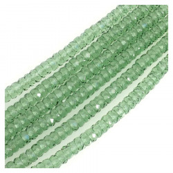 Perles de Bohème sur Fil - Rondelle Facettée 3 x 6 mm Vert Foncé