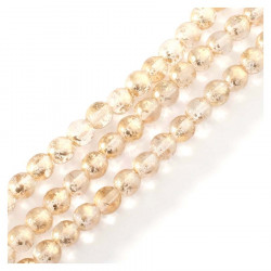 Perles de Bohème sur Fil - Rondes 6 mm Transparent Dorées