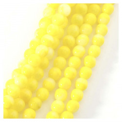 Perles de Bohème sur Fil - Rondes 6 mm Jaune