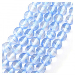 Perles de Bohème sur Fil - Rondes 8 mm Bleu Transparent