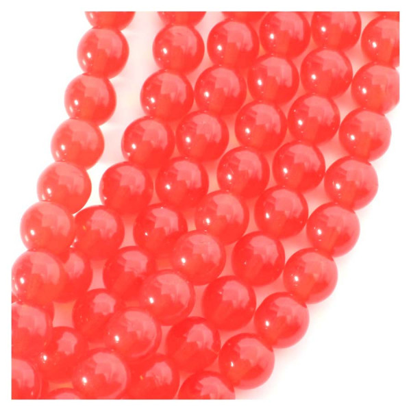 Perles de Bohème sur Fil - Rondes 8 mm Rouge Transparent
