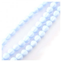 Perles de Bohème sur Fil - Rondes Striées 6 mm Bleu Pastel