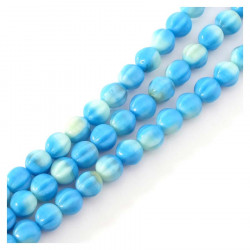 Perles de Bohème sur Fil - Rondes Striées 6 mm Nuances de Bleu
