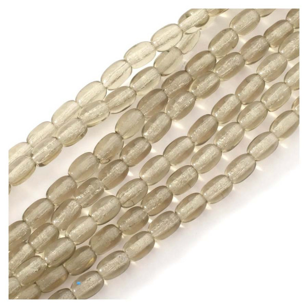 Perles de Bohème sur Fil - Ovales 6 x 4 mm Fumé Transparent