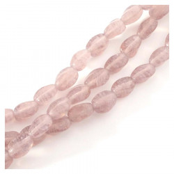 Perles de Bohème sur Fil - Ovales Twistées 9 x 6 mm Rose Poudré