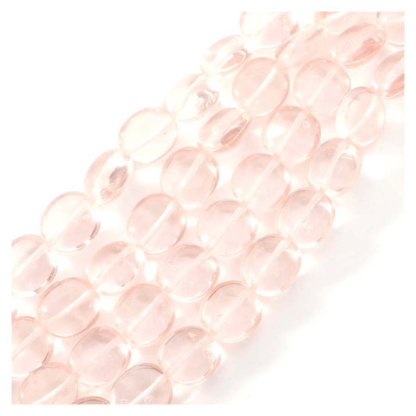 Perles de Bohème sur Fil - Ovales 10 x 9 mm Rose Pâle Transparent