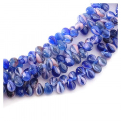 Perles de Bohème sur Fil - Goutte 5 x 7 mm Bleu Marbré Rose