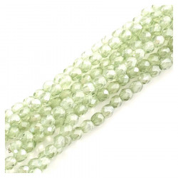 Perles de Bohème sur Fil - Rondes Facettées 4 mm Vert