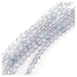 Perles de Bohème sur Fil - Rondes Facettées 4 mm Bleu Gris