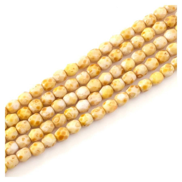 Perles de Bohème sur Fil - Rondes Facettées 4 mm Jaune
