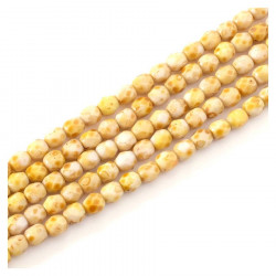 Perles de Bohème sur Fil - Rondes Facettées 4 mm Jaune