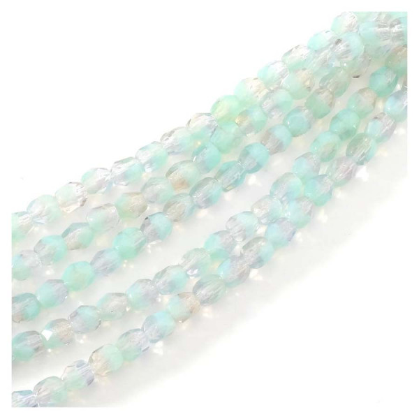 Perles de Bohème sur Fil - Rondes Facettées 4 mm Vert d'eau