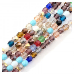 Perles de Bohème sur Fil - Rondes Facettées 5 mm Multicolore