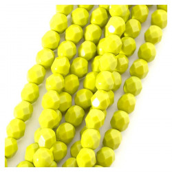 Perles de Bohème sur Fil - Rondes Facettées 6 mm Vert Chartreuse Opaque