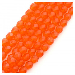 Perles de Bohème sur Fil - Rondes Facettées 6 mm Orange Transparent
