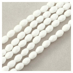 Perles de Bohème sur Fil - Olive Facettée 7 x 5 mm Blanc Opaque