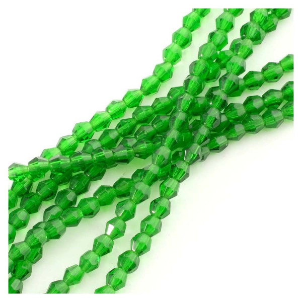 Perles de Bohème sur Fil - Rondes Facettées 4 mm Vert Foncé Transparent