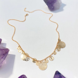 Pendentif Rond Martelé 6 mm Doré à l'or fin 24K - 4 pcs