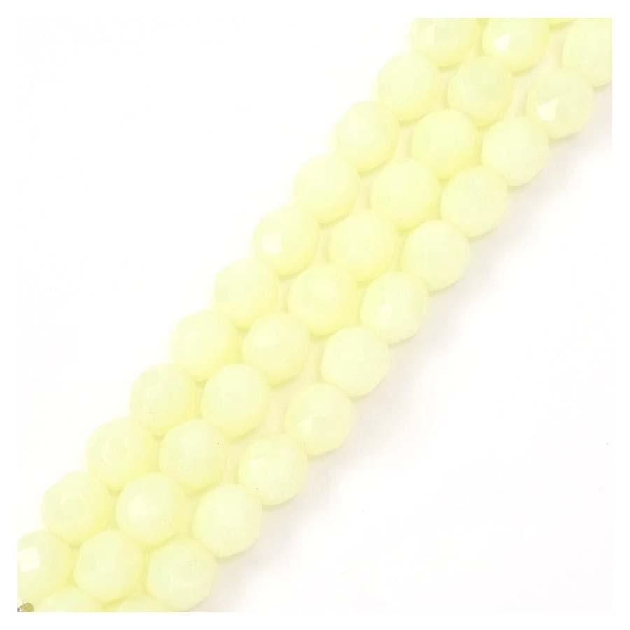 20 Perles Facettes Bohème 8 Mm – Crème Nacré Opaque, Fabrication France