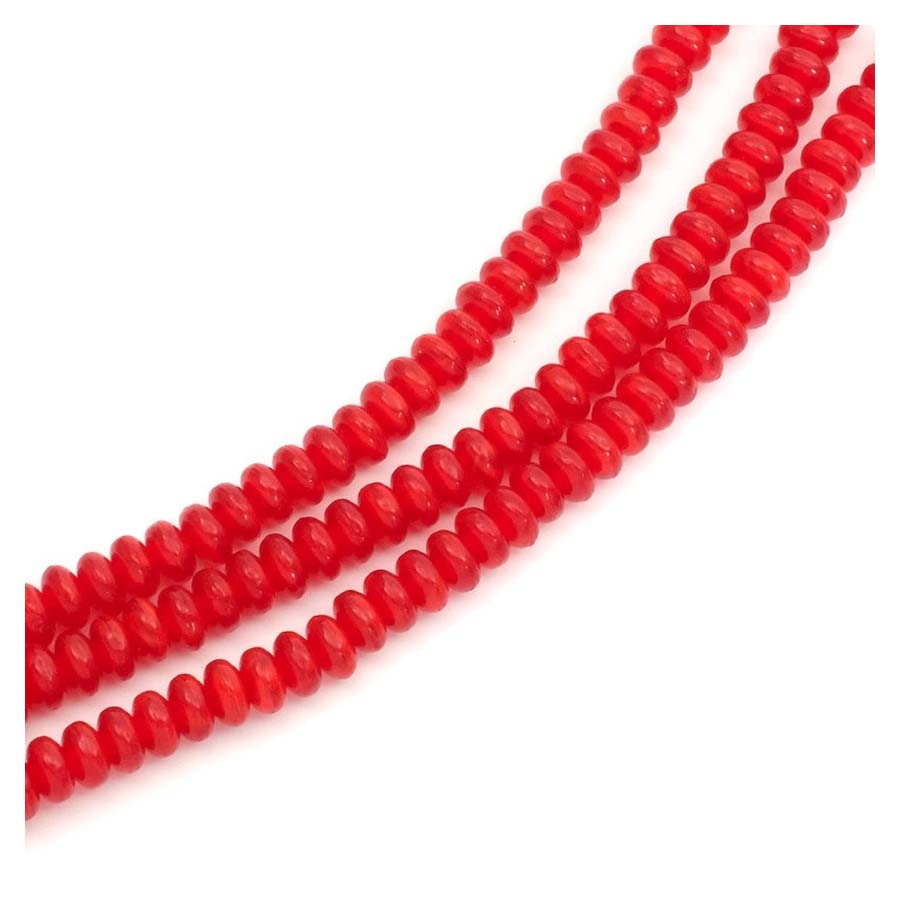 2 Perles Charms Rondelles Donuts En Verre Blanc/rouge Pour Bracelet - Compatibles Pandora