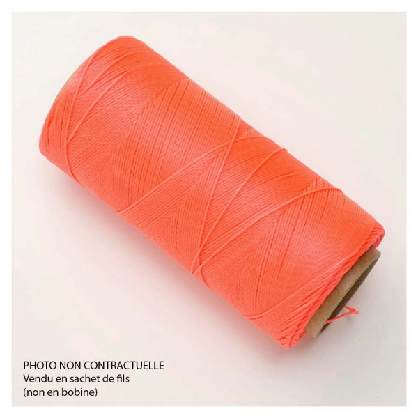 Fil ciré Linhasita pour Micro Macramé 0,5 mm x 10 m Orange Rose Fluo