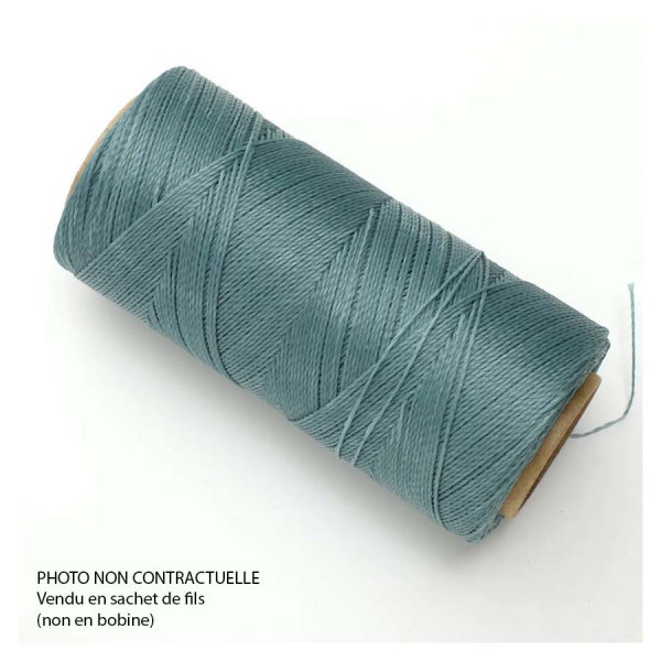 Fil ciré Linhasita pour Micro Macramé 0,5 mm x 10 m Bleu argile