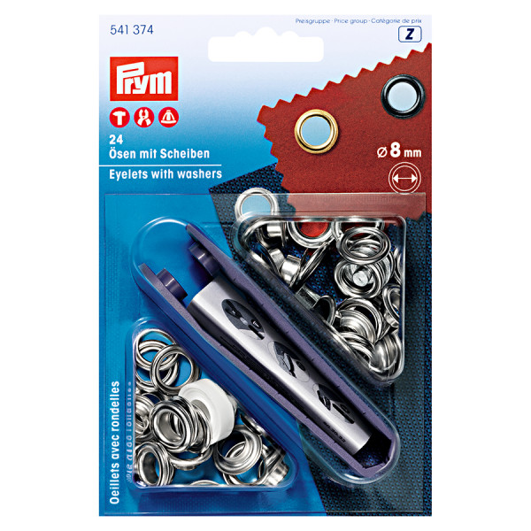 Œillets et rondelles 8 mm Laiton 24 pcs + Kit de pose