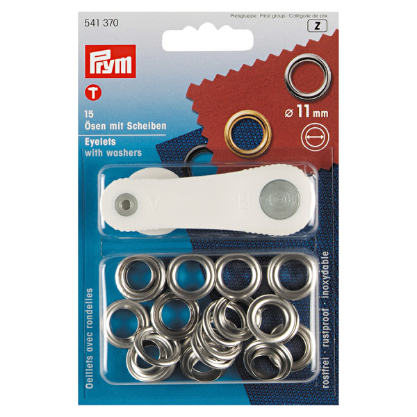 Œillets et rondelles 11 mm Laiton 15 pcs + Kit de pose