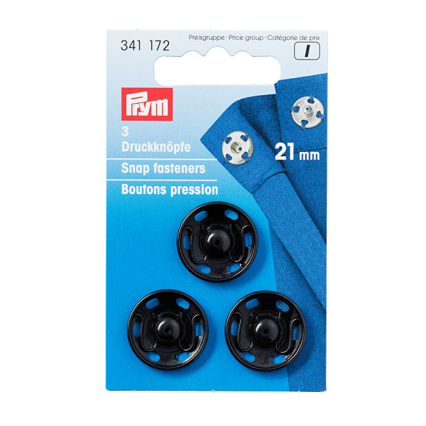 Bouton-pression à coudre 21 mm Noir 3 pcs