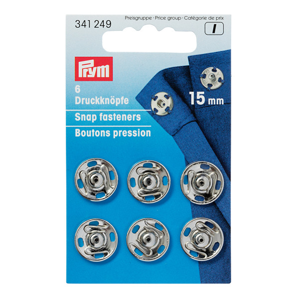 Bouton-pression à coudre 15 mm Argent 3 pcs