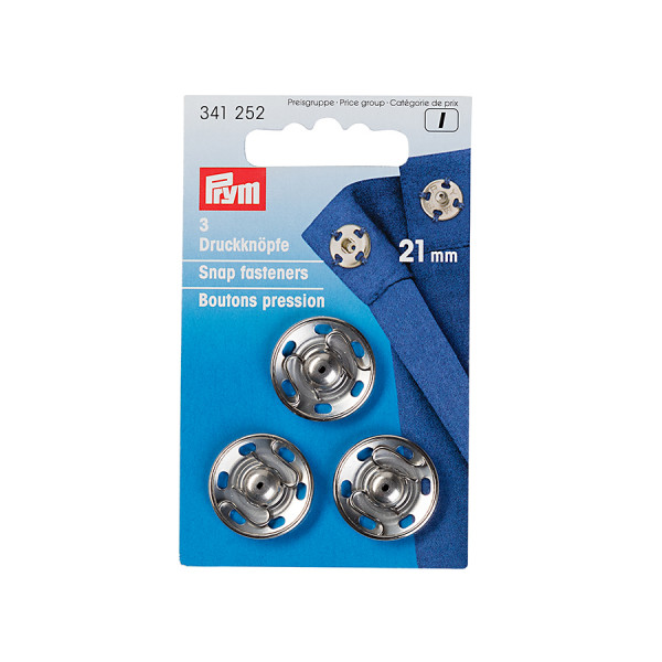 Bouton-pression à coudre 21 mm Argent 3 pcs