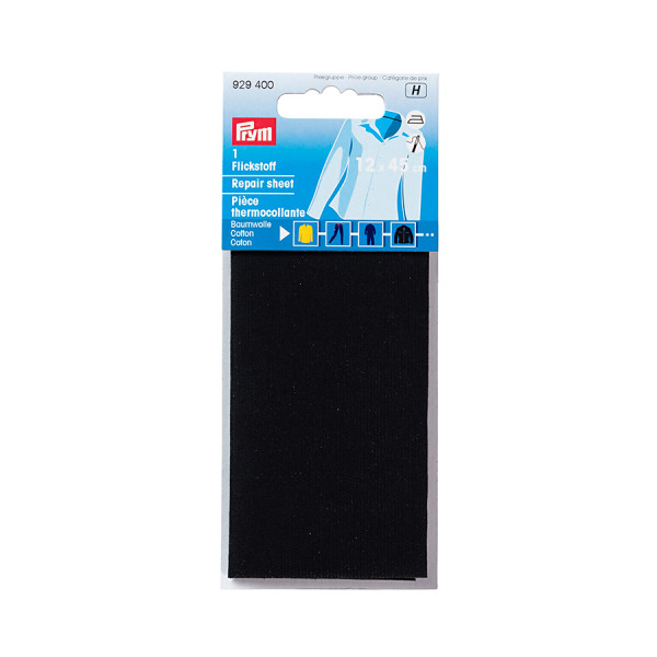 Pièce de réparation thermocollante en Coton 12 x 45 cm Noir