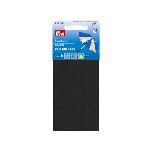 Pièce autocollante thermocollante en Nylon 6,5 x 14 cm Noir